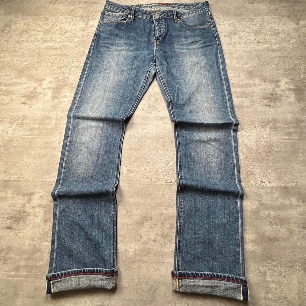Jeanswest Slim Straight Jeans Womens 12 Blue Good Y2K Selvedge Low Rise